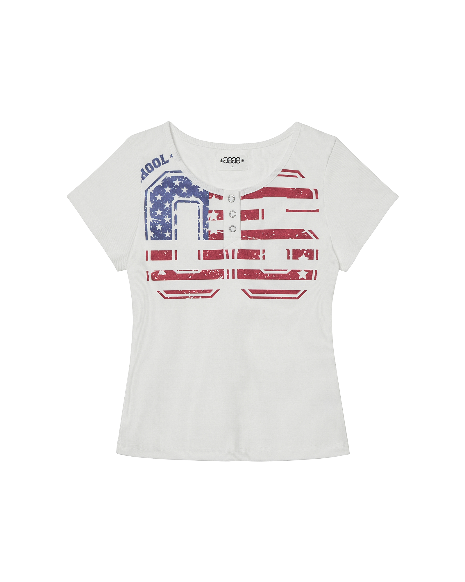 USA BANNER HENLY NECK TEE [WHITE]