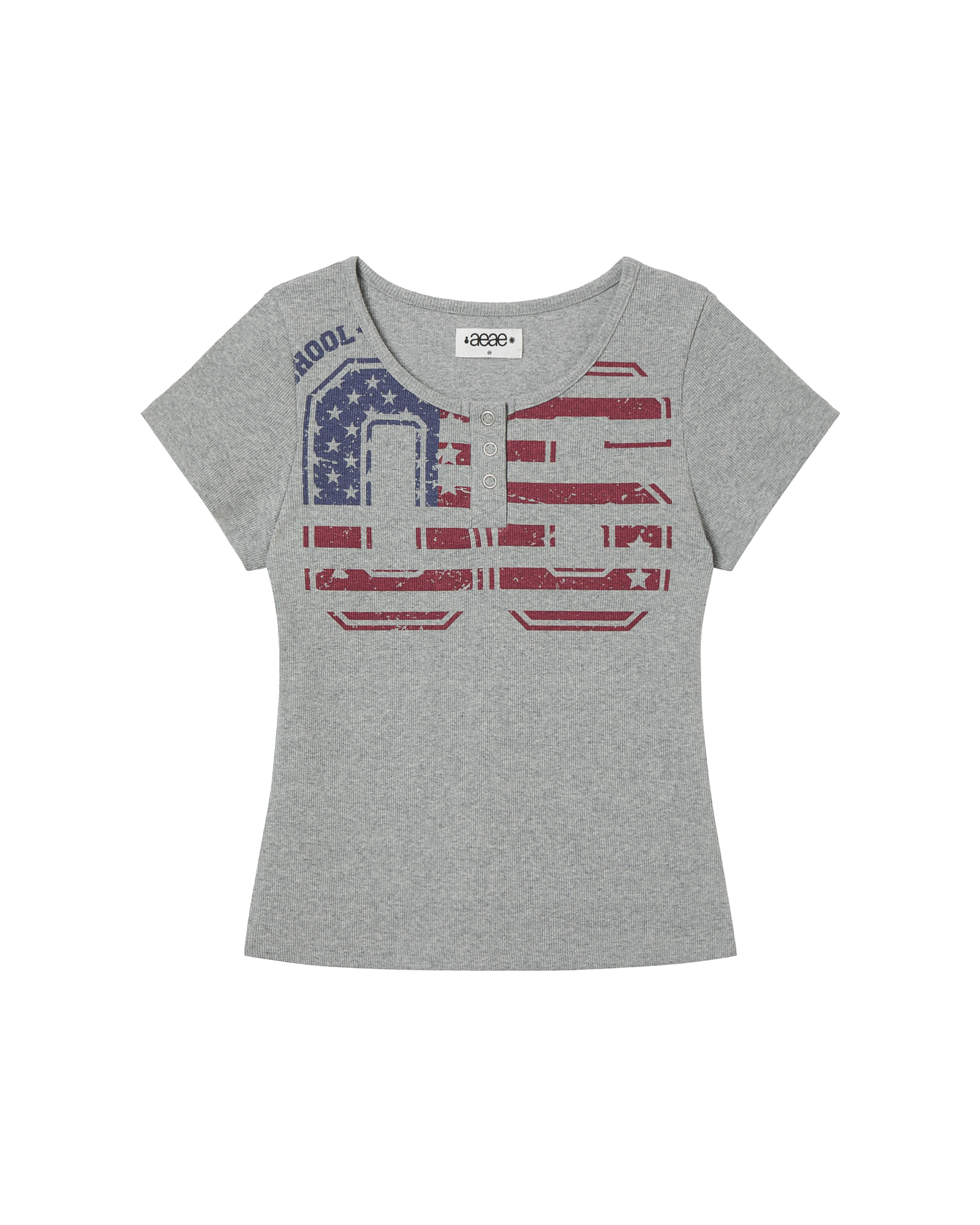 USA BANNER HENLY NECK TEE [MELANGE GREY]